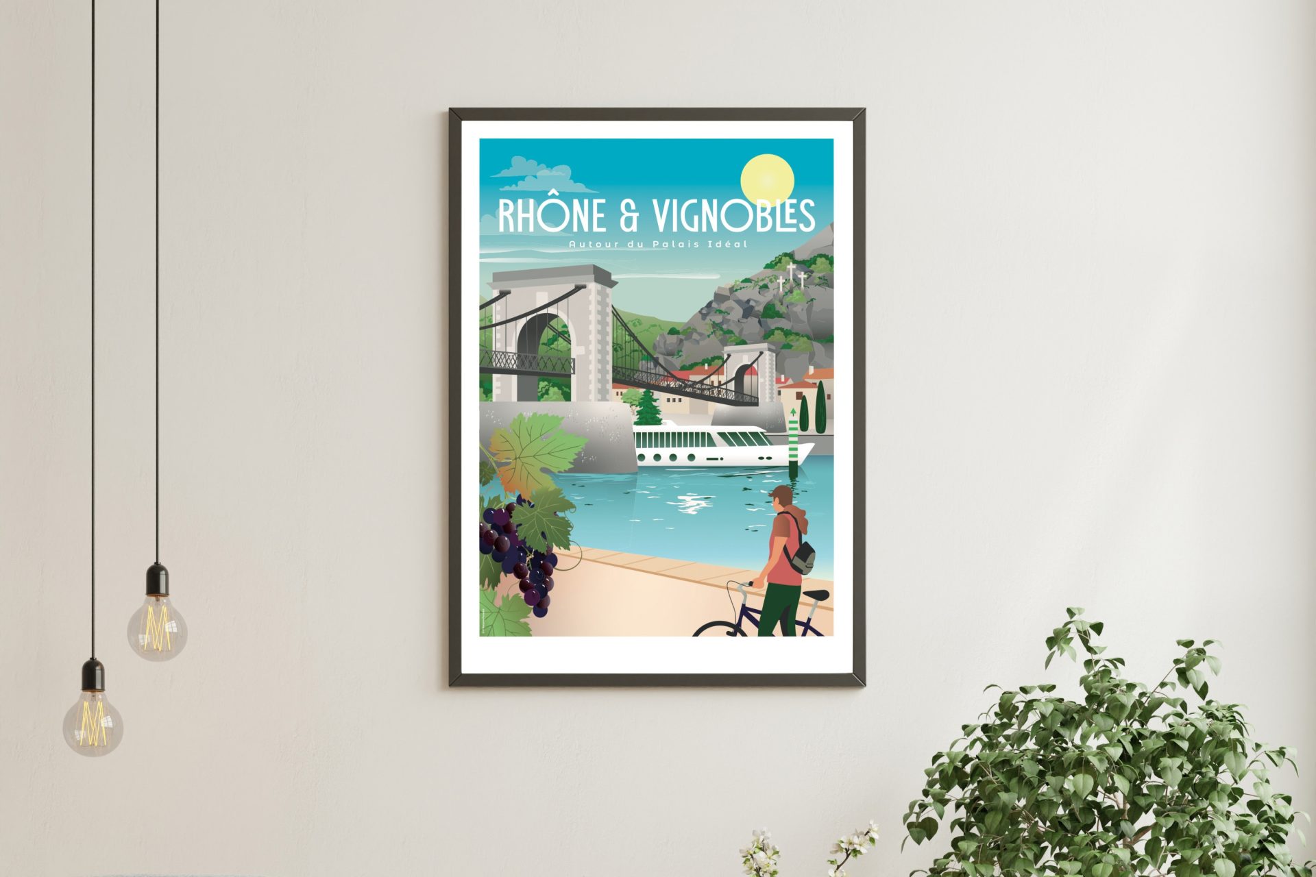 Affiche illustrée — Rhône & Vignobles, Autour du Palais Idéal