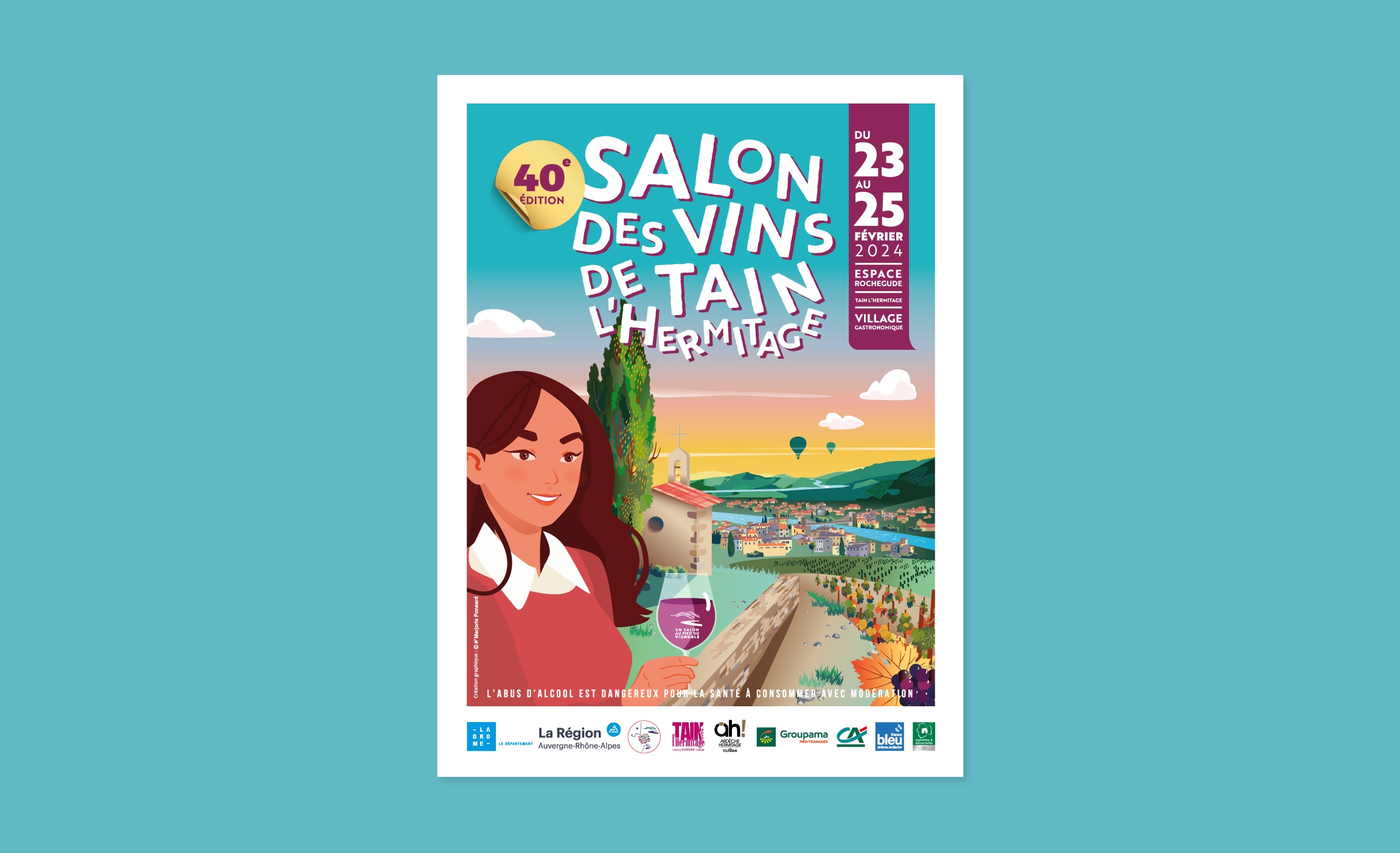 Affiche illustrée du salon des vins de Tain-l'Hermitage