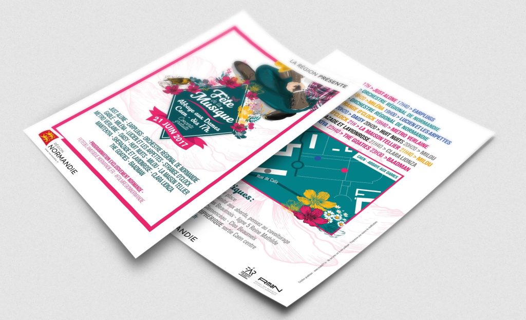 Affiche illustrée — Fête de la Musique, Région Normandie