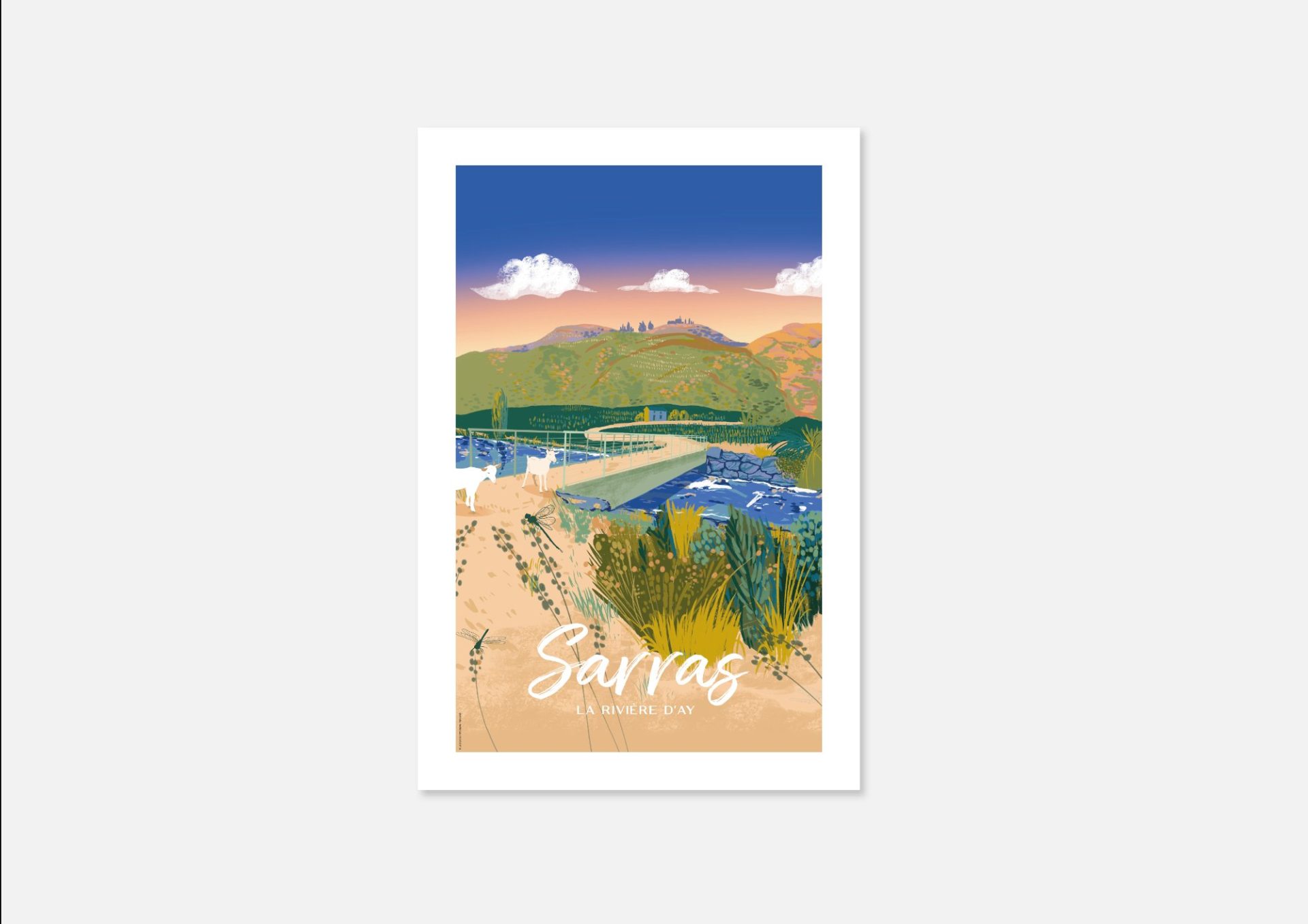 Sarras, la Rivière d&rsquo;Ay — Affiche touristique illustrée